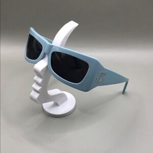 Lorvae Low Key Geometric Trendy Sunglasses Baby Blue  Narrow Small Face
